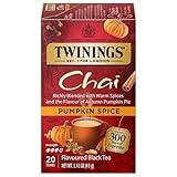 Twinings Pumpkin Spice Chai Black Tea Individually Wrapped Bags, 20 Count (Pack of 6), Warm, Spicy & Aromatic, Caffeinated, Enjoy Hot or Iced