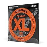 D'Addario Guitar Strings - XL Chromes Electric Guitar Strings - Flat Wound - Polished for Ultra-Smooth Feel and Warm, Mellow Tone - ECG26 - Medium, 13-56, 1-Pack
