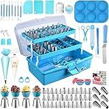 Cake Decorating Tools Supplies Kit: 236pcs Baking Accessories with Storage Case - Piping Bags and Icing Tips Set - Cupcake Cookie Frosting Fondant Bakery Set for Adults Beginners or Professional, Blue