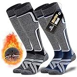 Cirorld Merino Wool Ski Socks Women Men,2 Pairs Knee High Winter Warm Skiing Socks Performance Thermal Snowboarding Socks