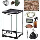 SARUFO Reptile Terrariums Tank (10 PCS) Front Opening Door 8"x8"x12" Amphibian Tank Starter Kit, Suitable for Small Reptiles Such as Geckos, Snakes, Lizards, Chameleons, Serpents