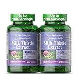 Puritan's Pride Milk Thistle Silymarin 4:1 Concentration Extract 200mg (1000 Mg Equivalent) Dietary Supplement for Liver Support, 6 Month Supply, 180 Count 2-Pack