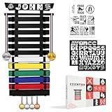 ESSENTURA Martial Arts 12-Belt Display Rack Gift Set – Personalized with Martial Arts-Themed Stickers, Built-in Medal Display Slots, and Elegant Gift Packaging