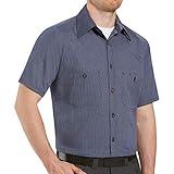 Red Kap Men's Micro-Check Uniform Shirt, Blue/Charcoal, Short Sleeve X-Large