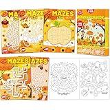 168 Pages Thanksgiving Fall Maze Books for Kids Ages 3-8, 6-Pack- 6 Beginner Level Kids Autumn Activity Books Busy Books Fall Coloring Books Activity Children Mazes Fun Games Birthday Gifts Supplies