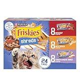 Purina Friskies Gravy Wet Cat Food Variety Pack, Shreds With Beef, With Chicken, and Turkey and Cheese Dinner - (Pack of 24) 5.5 oz. Cans