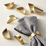 Cuff Brushed Gold Napkin Rings Set of 4, Modernist Napkin Ring Holder for Wedding, Banquet, Metallic Adornment for Table Settings, Glossy Serviette Buckles Decor (Semicircle)