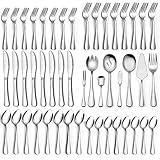 68-Piece Silverware Set with Serving Utensils, Heavy Duty Stainless Steel Flatware Set for 12, Food-Grade Tableware Cutlery Set, Utensil Sets for Home Restaurant, Mirror Finish, Dishwasher Safe