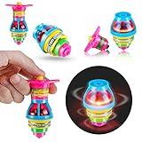 PROLOSO 15-Pack Light Up Flashing UFO Spinning Tops with Gyroscope Novelty Bulk Toys Party Favors
