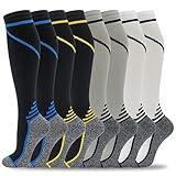 fenglaoda 8 Pairs Compression Socks for Men & Women 20-30 mmHg Knee High Nurse Pregnant Running Medical and Travel Athletic