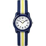 Timex TIME Machines 29mm Blue/Yellow Stripe Elastic Fabric Kids Watch