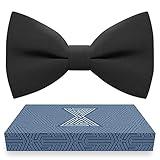Bow Tie House Black Bow Ties for Men Cool Black Bow Tie - Fabric Pretied Unisex Adjustable Big Colorful Fashion for Womens Mens Wedding Prom Black Bow Ties in shop (Large, Black)