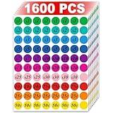 Misofuki Removable Garage Sale Price Stickers Sheets, 1600 Pcs 3/4" Price Stickers for Yard Sales, Flea Markets, County Fairs & Retail Use, 10 Colors Round Pre-Printed Pricing Pricemarker Labels