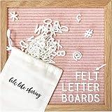 Felt Letter Board, 10x10in Changeable Letter Board with Letters White 300 Piece - Felt Message Board, Oak Frame Wooden Letter Board for Baby Announcements, Milestones, Office Decor & More (Light Pink)