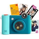 KODAK Smile+ 2-in-1 Digital Instant Print Camera & Wireless Bluetooth Photo Printer - 10MP, Special-Effect Rotating Lens, Zink 2x3” Sticky-Back Photos, Print via Fun App from Smart Devices - Blue