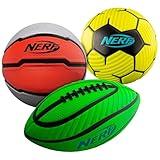 Nerf Mini Foam Sports Ball Set - Foam Football, Soccer Ball + Basketball Set Soft Sports Toy for Kids - Multicolor