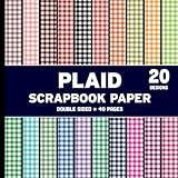Plaid Scrapbook Paper: 20 Double Sided Decorative Craft Multi Color Gingham Paper Sheets - 1 Design for Journals, Collages & More - 8.5" x 8.5"