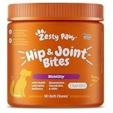 Zesty Paws Hip and Joint Supplement for Dogs - Glucosamine for Dog Joint Supplement - with Chondroitin, MSM, Vitamins C and E for Dog Joint Relief - Mobility Bites Bacon – 90 Count