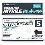 Beastek Black Nitrile Exam Gloves, 4.0 Mil, 100 Pcs Disposable Gloves Powder-Free Latex-Free for Medical, Cooking, Food-Safe (Small)