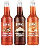 Lucy's Family Owned Shaved Ice Snow Cone Syrups - Tigers Blood, Root Beer, Orange Cream - 32oz Syrup Bottles (Pack of 3) (Carnival Pack)