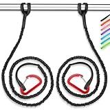 OCEANBROAD Kayak Paddle Leash with D-Ring Stretchable Bungee Strap Lanyard Rope for SUP Kayaking Boating Canoeing Fishing Pole Rod 4-7 Feet Black 4 Pack