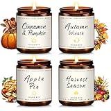 Fall Candle Set | 4 Pack Scented Candles for Home - Candle Gifts for Women Men, Soy Candles Home Scented | Autumn Fragrance of - Apple Pie/Cinnamon/Harvest/Wreath
