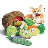 Nocciola Small Dog Toys- 15 Pack Grocery Bag Fruits and Veggies Dog Squeaky Toys, Small Puppy Toys to Keep Them Busy, Durable Plush Toys for Medium Dogs Aggressive Chewers, Dog Accessories Girl