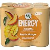 V8 +Energy Peach Mango Energy Drink, 8 fl oz Can (Pack of 6)