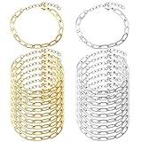 tiggell 20pcs Chain Bracelets Kit Alloy Link with Lobster Clasps for Christmas DIY Women Jewelry Findings Bracelet Making (Gold & Silver)