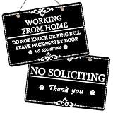 Working From Home Do Not Knock or Ring Bell Sign - Leave Packages at Door, No Soliciting for Front Door, Home Based Business - Black Aluminum (8 X 12 Inch)
