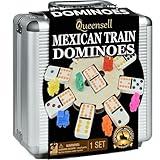 Queensell Mexican Train Dominoes Set with Wooden Hub, Domino Tile Board Games - Double 12 Dominos Set for Family Game Night for Adults and Kids Ages 8 and up (Double 12)