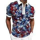 Camisetas para El 4 De Julio para Hombre 4th of July Button Up Shirt Men USA 4th of July Patriotic Golf Polo Shirts Prime Try Before You Buy Summer Slim Fit T-Shirts Stars Striped Outfits