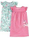 Simple Joys by Carter's Girl's 2-Pack Nightgowns Sleepwear, Unicorn/rainbow, 6-7