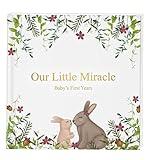 Our Little Miracle Baby Memory Book, 100 Pages Baby Book Keepsake with Cute Design, Baby First Year Book, Baby Milestone Book, Baby Memory Book for Boy and Girl, First Year Baby Book