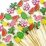 Worldbazaar Summer Cocktail Picks Tropical Party Supplies 120PCS End Of Year Toothpicks for Appetizers Food Fruit Sticks Birthday Pool Beach Hawaiian Party Decorations