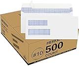 500 Pack #10 Double Window Security Self-Seal Envelopes - Suitable Size for Multiple Business Statements, Quickbooks Invoices, and Return Envelopes, Size 4-1/8 x 9-1/2 - White - 24 LB