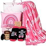 Tioncy 7 Pcs Breast Cancer Survivor Gifts for Women Include 50" x 60" Coral Fleece Blanket Breast Cancer Care Package Cancer Awareness Accessories Gifts Basket for Survivor Patients