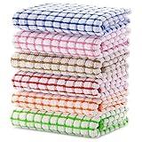 ZHMZ 100% Cotton Kitchen Dish Towels, 16 Inch x 25 Inch Absorbent Dish Cloths 6 Pack Kitchen Towels, for Drying Dishes and Table