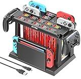 Switch Games Organizer Station with Controller Charger, Charging Dock for Nintendo Switch & OLED Joycons, Switch Mounts, Brackets & Stands for Games, TV Dock, Pro Controller, Accessories Kit Storage