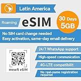 eSIM for 14 Latin American Countries 30 Days 5GB - 4G High-Speed Communication - Easy Activation,24/7 Whatsapp Support - for esim Compatible Unlocked Smartphones