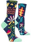 Blue Q Socks, Women's Crew, I'm A Delicate F--king Flower Women's shoe size 5-10(One size)