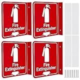 Barydat 4 Pcs Fire Extinguisher Signs 6.3" x 6.3" Fire Extinguisher with Pre Drilled Mounting Hole and Down Arrow Industrial Warning Signs Include Screws and Adhesive Tapes for Home Office Business