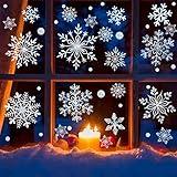 DC-BEAUTIFUL 318 Pcs Christmas Snowflakes Clings Decoration Set, White Christmas Theme Window Stickers, Winter Snow Flakes Clings Party Decal (12 Sheets)