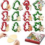 JOYIN 13 Pcs Christmas Cookie Cutters in Stainless Steel with 3.5í plus Grip and a Rolling Pin for Xmas Holiday Cookies Baking, Snowflake Cookies, Gingerbread Cookies, Party and Baking Gift