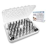 FIVETASCake Decorating kit for Beginners-52 Numbered Icing Tips with Pattern Chart,2 Flower Nails and 1 Coupler.Piping Tips Set with storage box.
