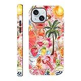 Case Compatible with iPhone 15 6.1", Summer Beach Collage Fruit Seafood Phone Case Aesthetic Art Cover, Protective Scratch Resistant Hybrid 2-Layer Hard Shell for Girl Women Men
