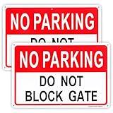 2-Pack No Parking Do Not Block Gate Sign, 12"x 8" .04" Aluminum Reflective Sign Rust Free Aluminum-UV Protected and Weatherproof