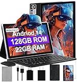 2025 Android 14 Tablet 22GB RAM 128GB ROM 1TB Expand, 10.1 inch 8000mAh Octa-Core Tablet with Keyboard & Mouse, HD IPS Display, 5G Wi-Fi, Bluetooth 5.0, GPS, Widevine L1, Split Screen -Metal Black