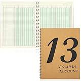 2 Pcs 13 Column Ledger Book 8.5 * 11inch Account Book Notebook Columnar Pad Columnar Pad 13 Columns Premium Analysis Pad Kraft Paper Cover 100 Pages for Personal Use Small Business(50 Sheet) (2)