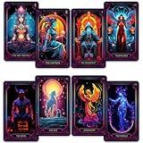 CRAFTERIAN Neon Tarot Cards │78 Tarot Cards │Original Tarot Cards for Beginners and Experts with Guide Book and Foil Edges│Fortune Telling Game, Divination Tools for All Skill Levels,.